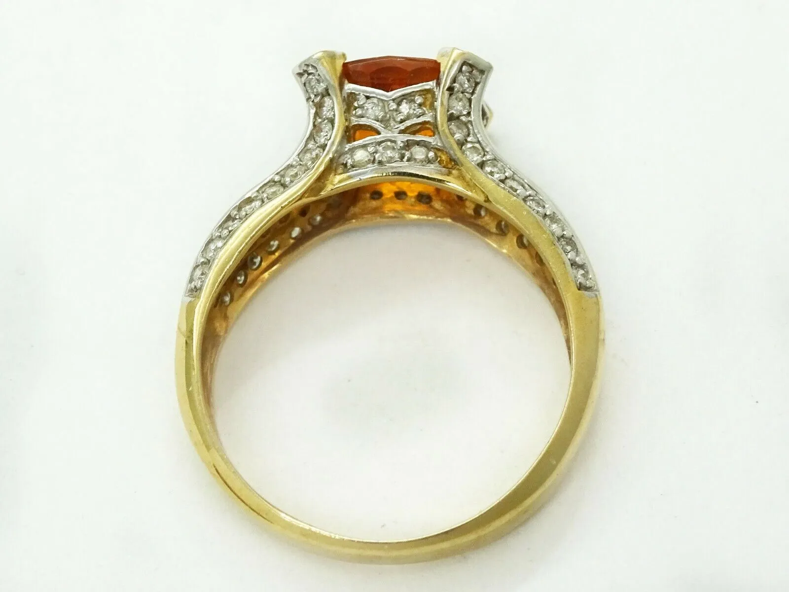 3.88ct tw Natural Mandarin Garnet Earth Mined Diamond Ring 14k Two Tone Size 8