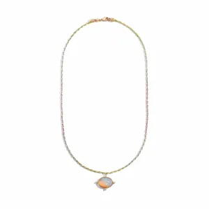 4.95ct opal   cool rainbow silk® woven chain, one of a kind