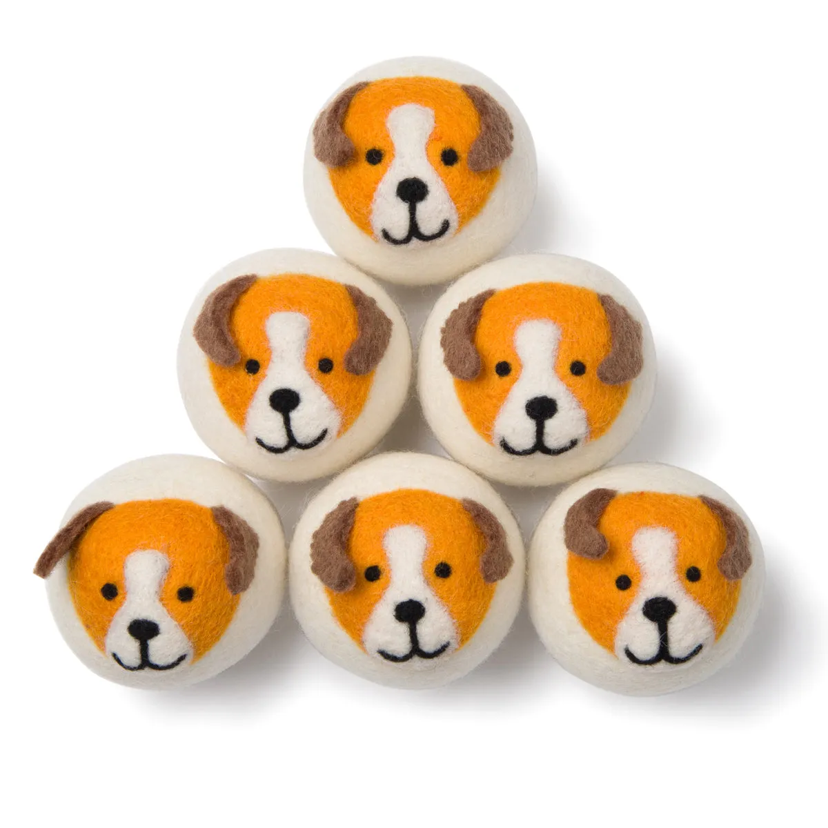 6-Pack "Playful Pups" Hand-Felted Wool Dryer Balls