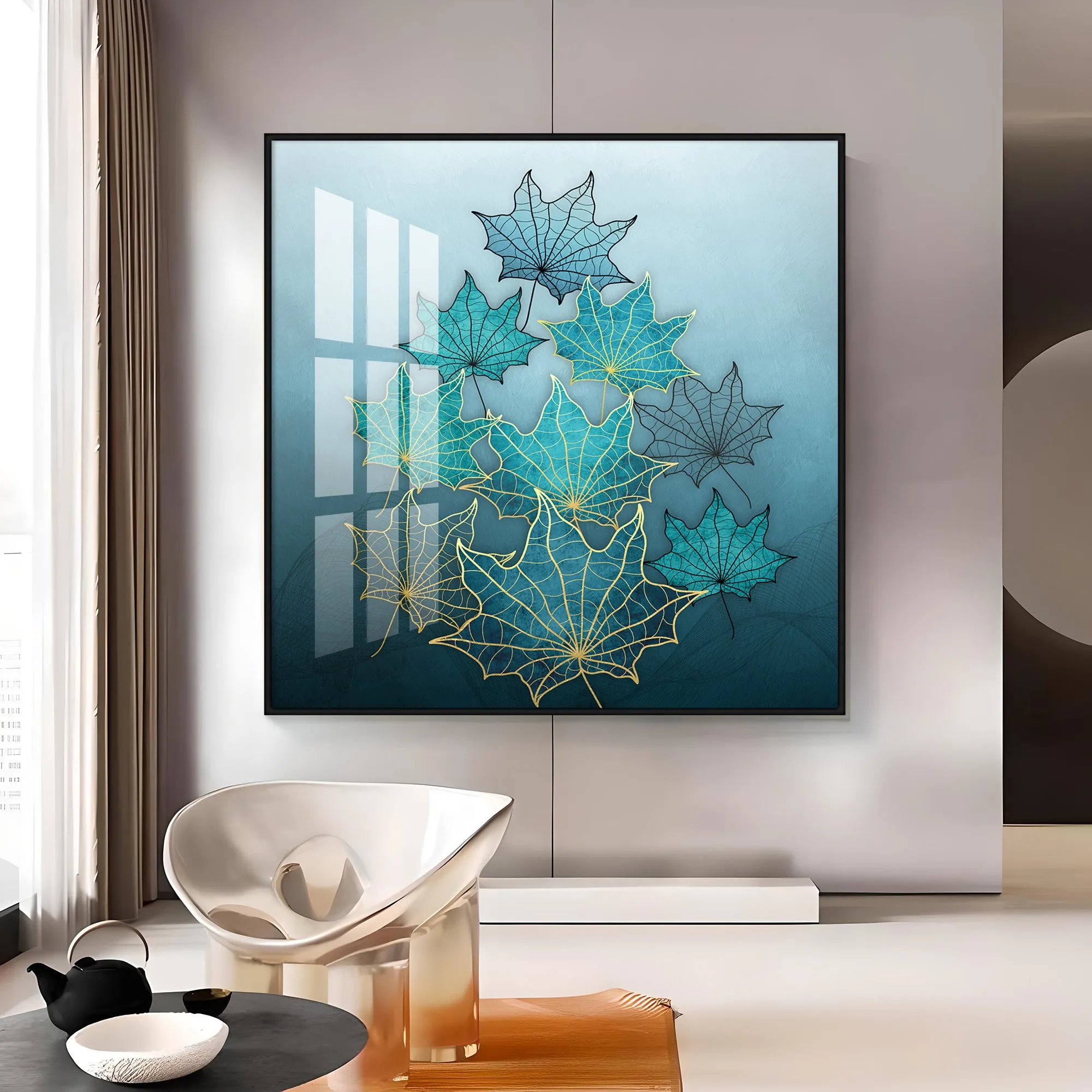 Abstract Gold Leaf Art Premium Acrylic Square Wall Art