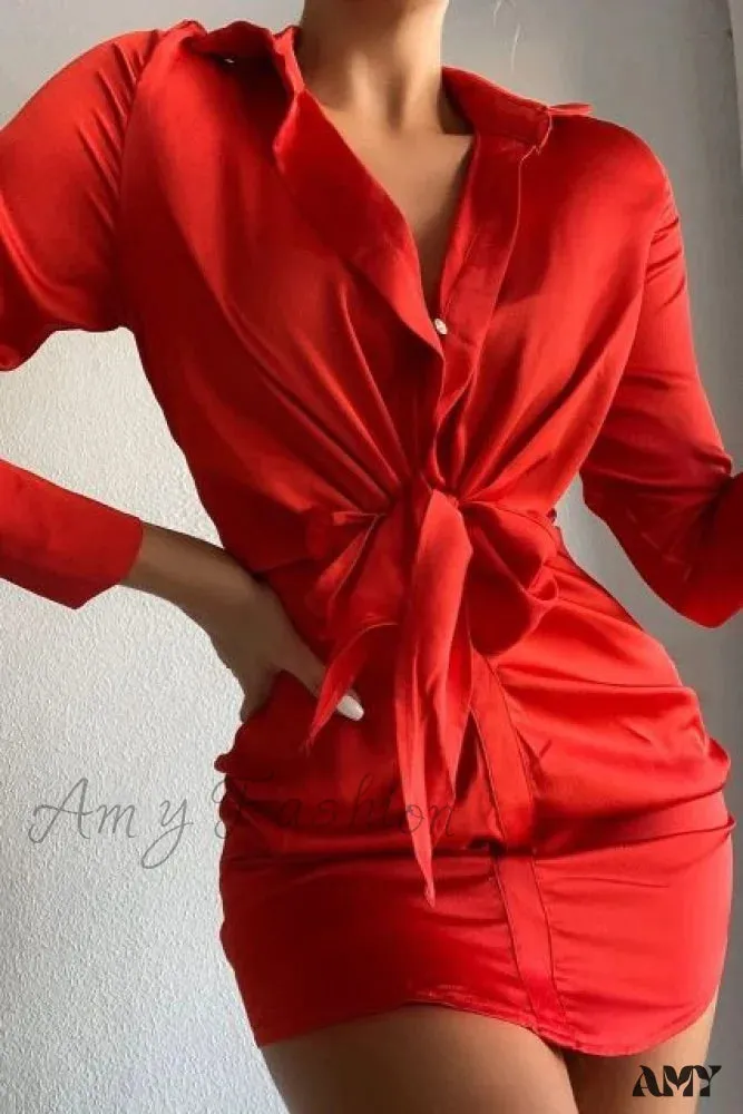 Amy Fashion - Elegant Lady Office Mini Dresses