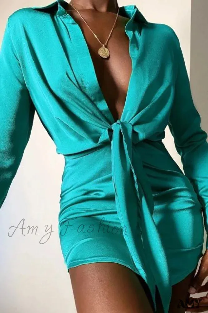 Amy Fashion - Elegant Lady Office Mini Dresses