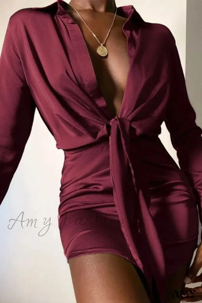 Amy Fashion - Elegant Lady Office Mini Dresses