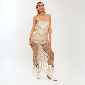 bare illusion fringe dress