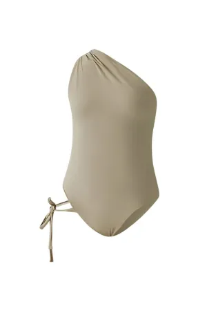 BEIGE TALIA ONE SHOULDER SWIMSUIT