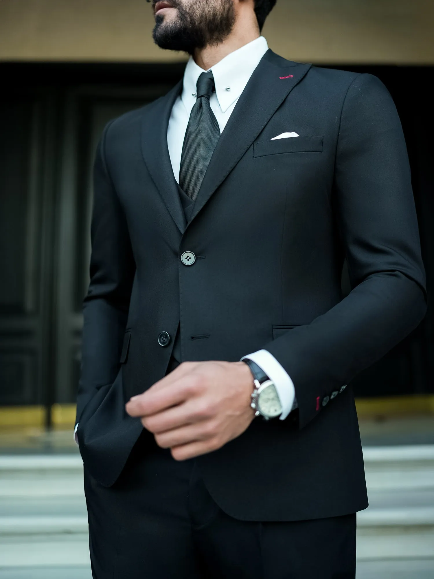 Black Modern-Fit Suit 3-Piece