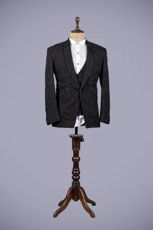 Black Suit with Machine & Handwork Accents