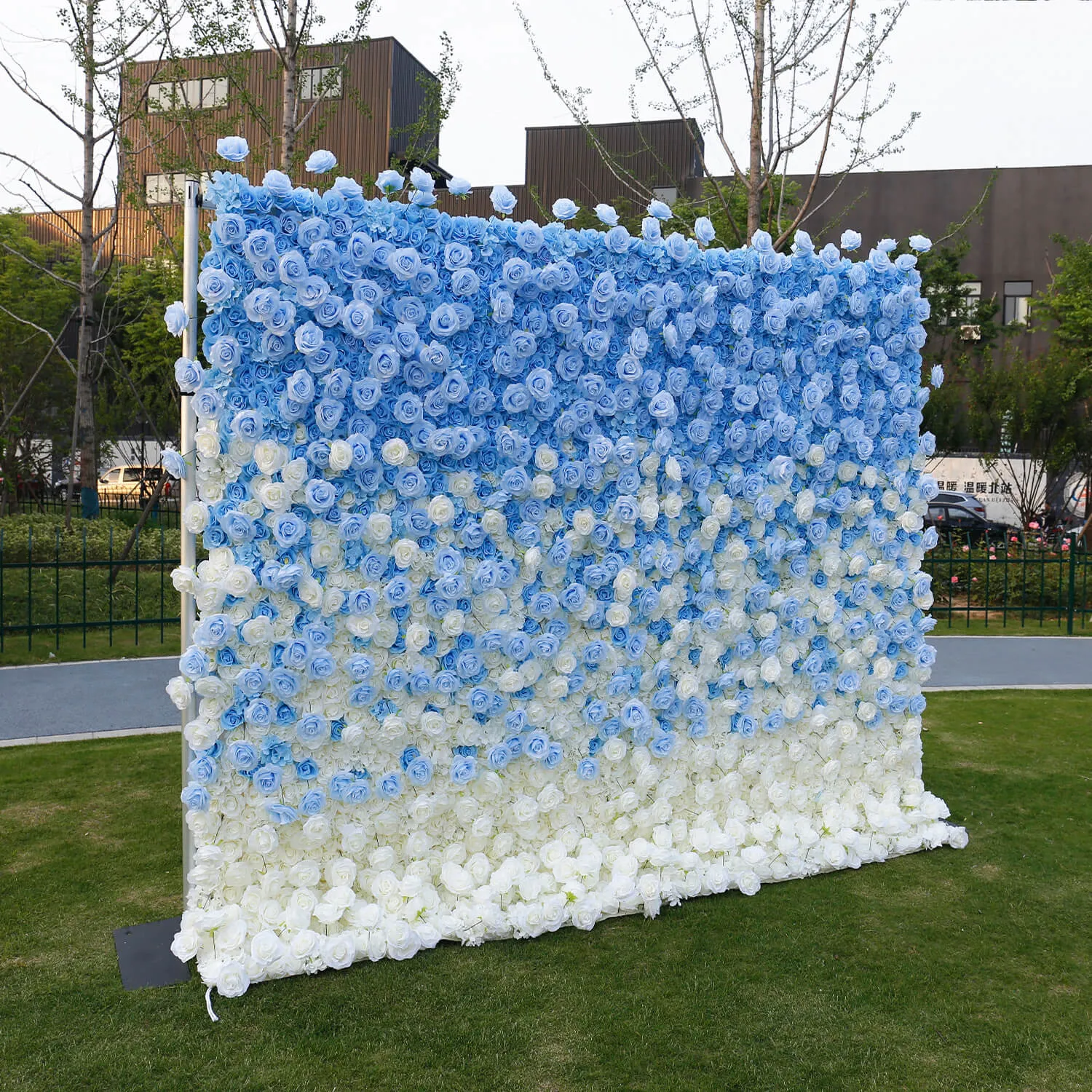 Blue and White Gradient Flower Wall Backdrop for Birthday&Baby Shower Party Decoration