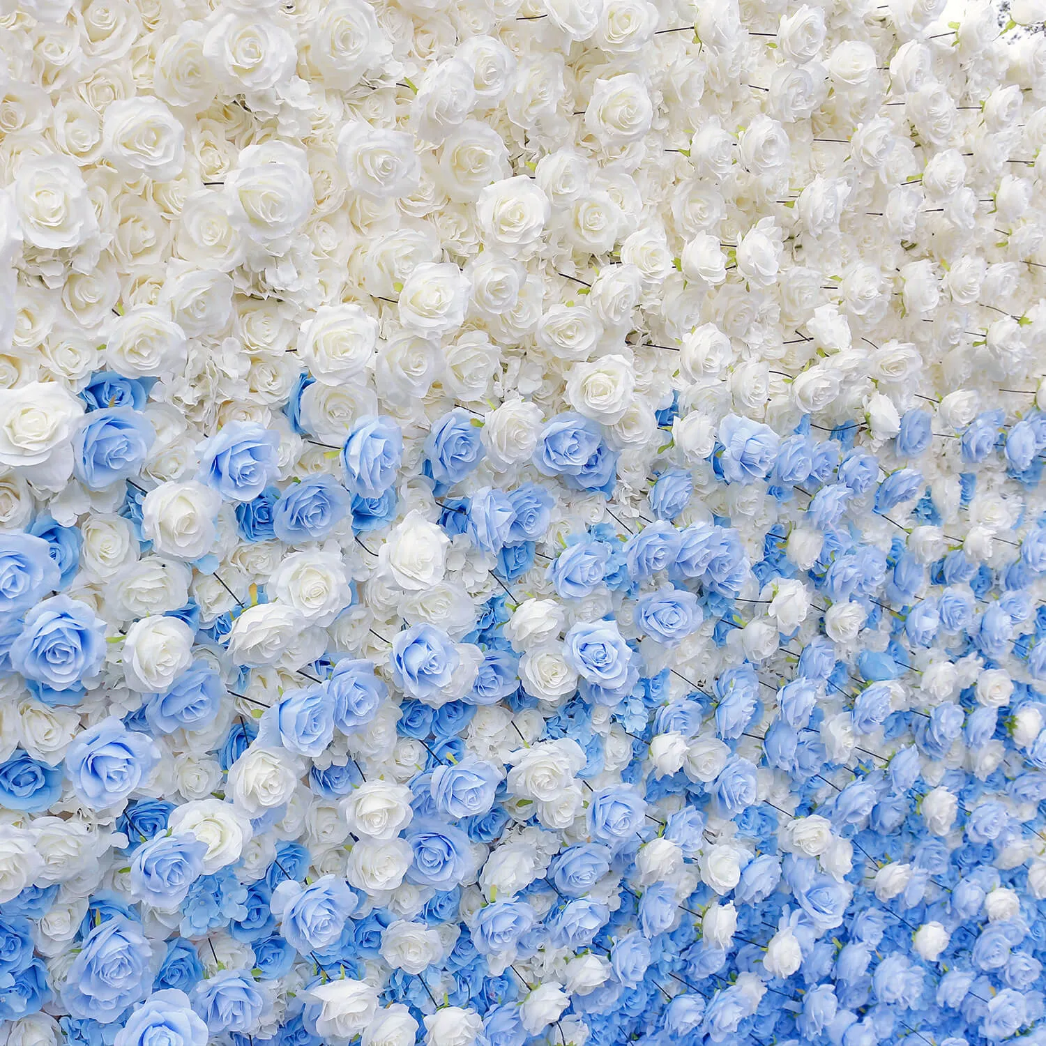 Blue and White Gradient Flower Wall Backdrop for Birthday&Baby Shower Party Decoration