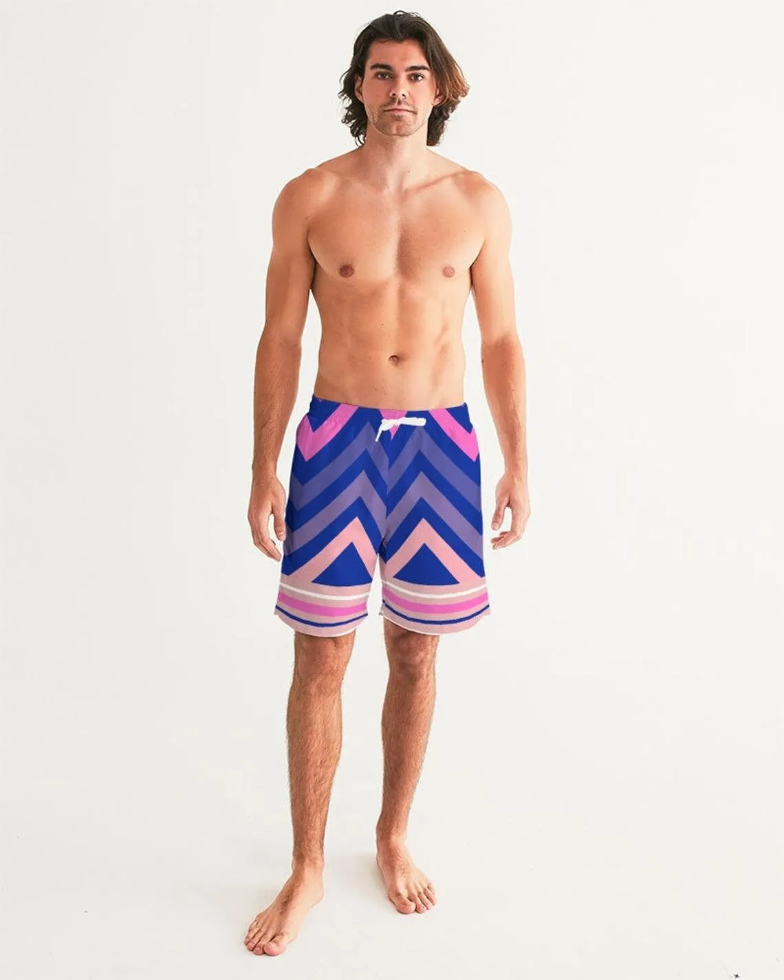 BLUE CHEVRON PRINT COUPLES MATCHING SWIMSUITS