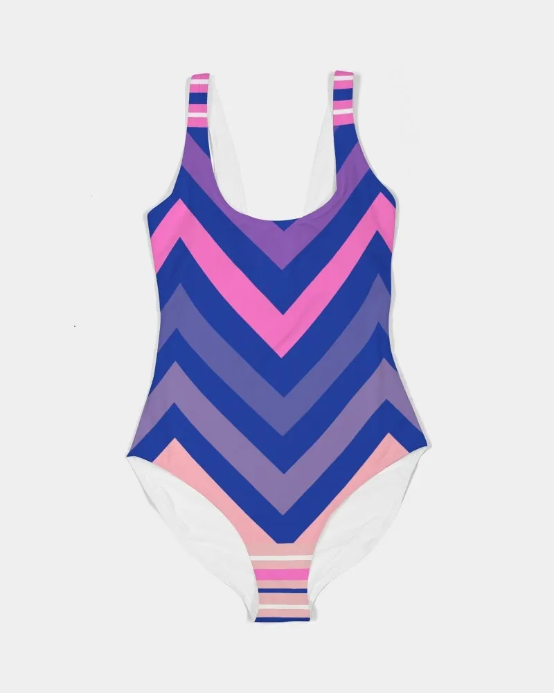 BLUE CHEVRON PRINT COUPLES MATCHING SWIMSUITS