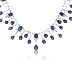 Blue Sapphire & Diamond Necklace