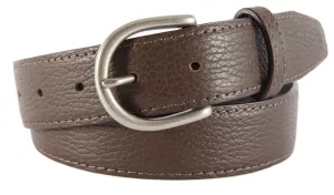 Brown Pebbled Leather Belt, Soho Buckle (Brushed Silver)