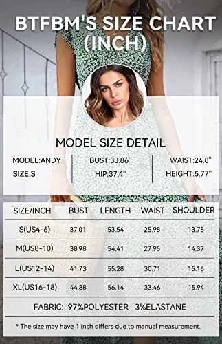 BTFBM Women Summer Dresses 2023 Ruffle Cap Sleeve V Neck Belt Wrap Split Boho Floral Long Casual Party Beach Maxi Dress(Floral Print Green, Small)