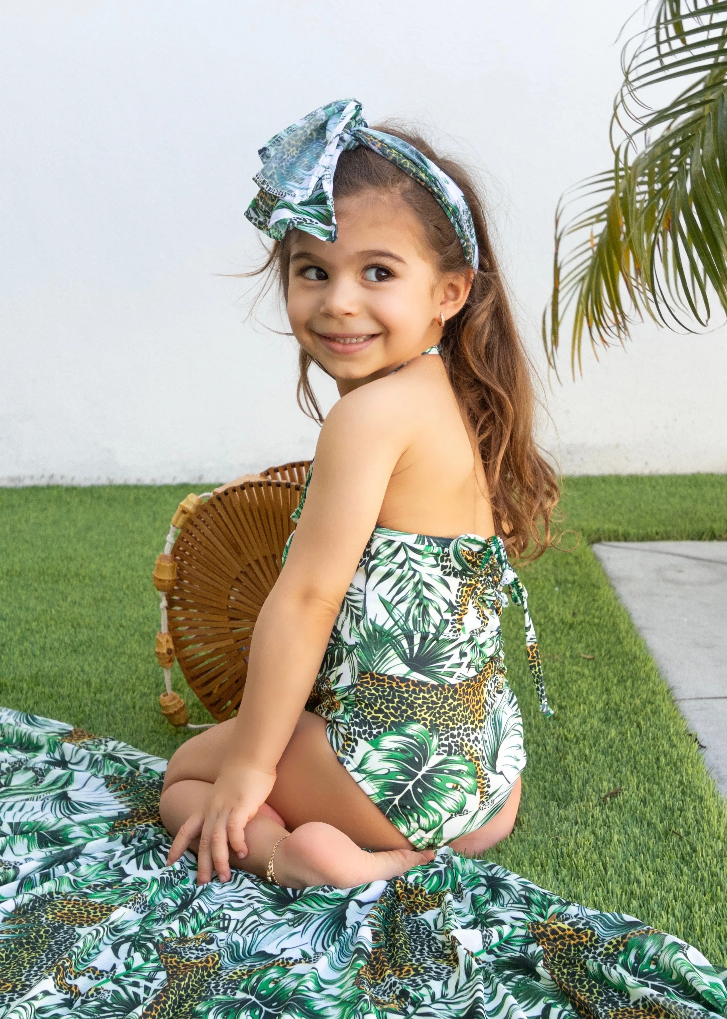 Can't Be Domestic Kids Swimsuit Green