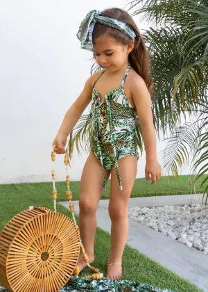 Can't Be Domestic Kids Swimsuit Green