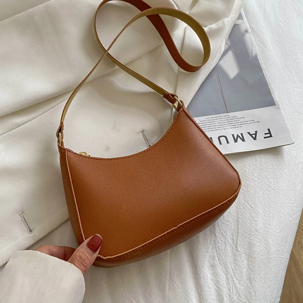 Casual Underarm Leather Bag - Stylish Women's Shoulder Bag