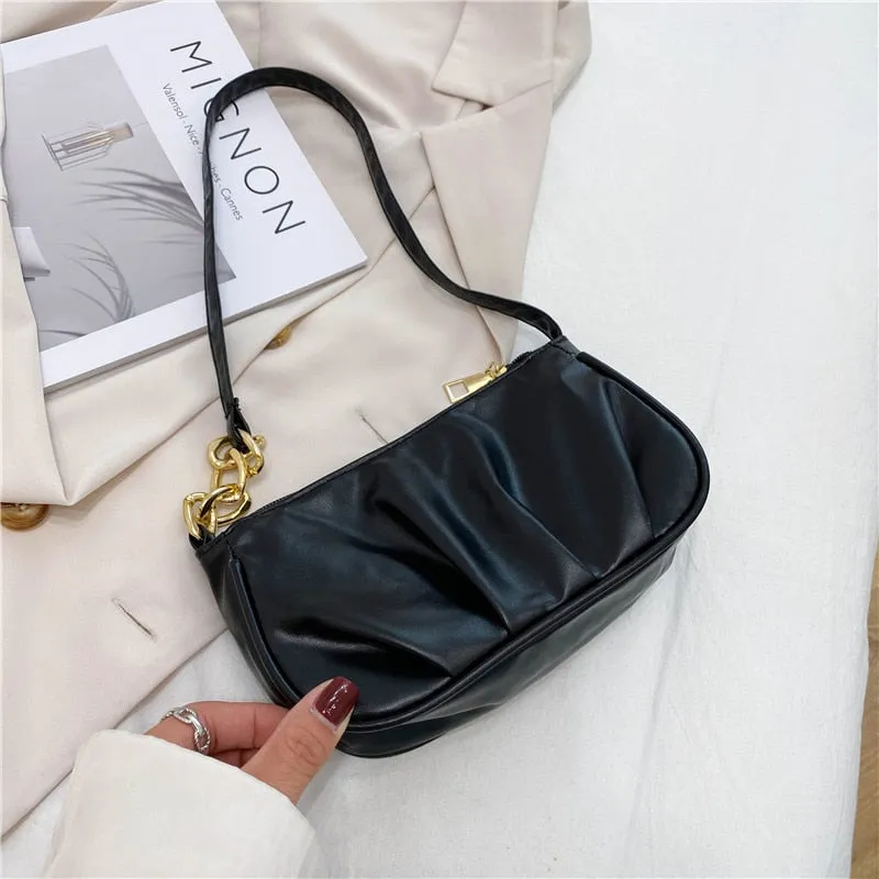 Casual Underarm Leather Bag - Stylish Women's Shoulder Bag