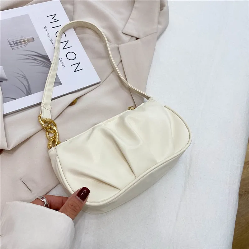 Casual Underarm Leather Bag - Stylish Women's Shoulder Bag