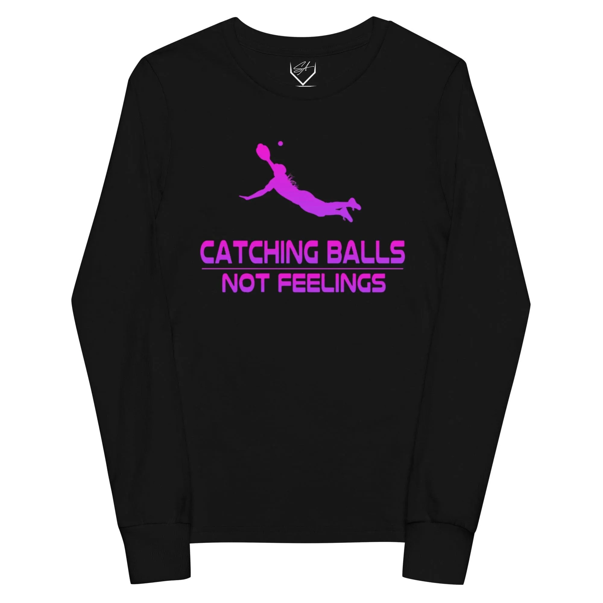 Catching Balls Not Feelings Softball Ombre - Youth Long Sleeve