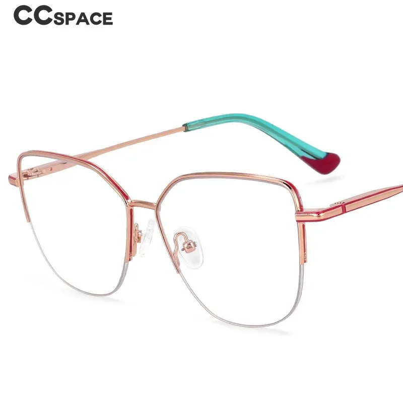 CCspace Unisex Semi Rim Square Alloy Frame Eyeglasses 54468