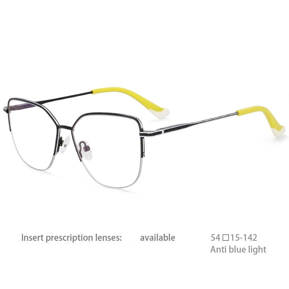 CCspace Unisex Semi Rim Square Alloy Frame Eyeglasses 54468