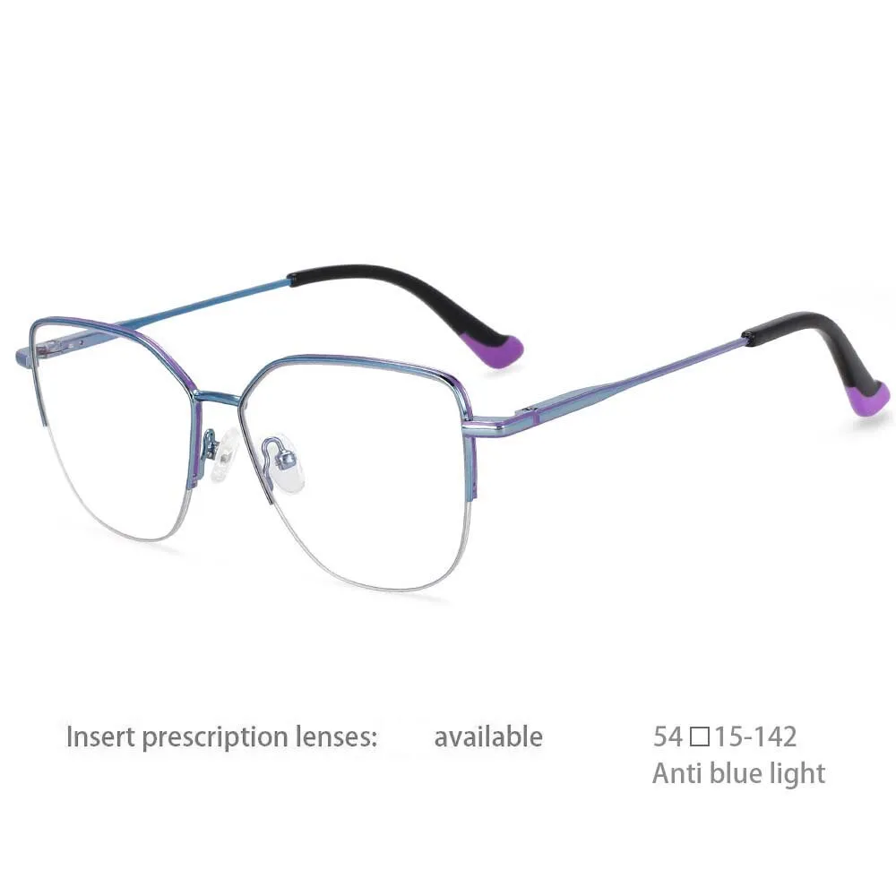 CCspace Unisex Semi Rim Square Alloy Frame Eyeglasses 54468