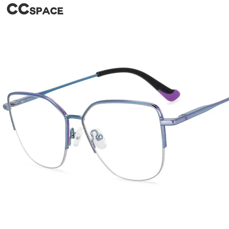 CCspace Unisex Semi Rim Square Alloy Frame Eyeglasses 54468