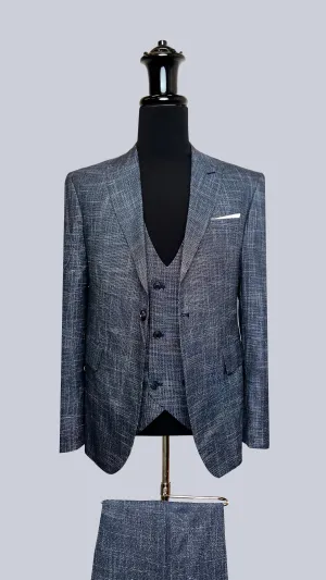 Chambray Elegance Men's Three Piece Suit by Vercini