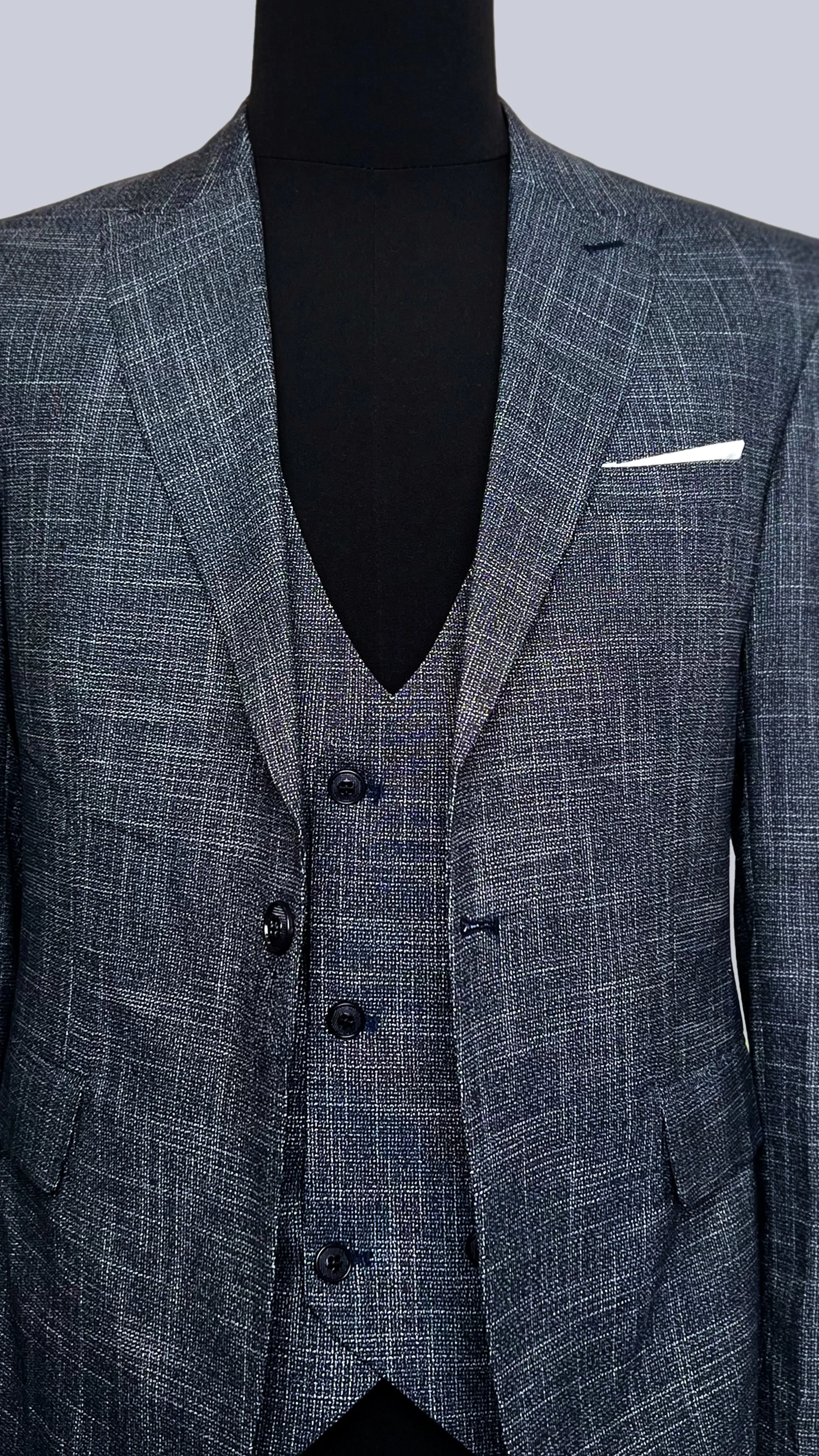 Chambray Elegance Men's Three Piece Suit by Vercini