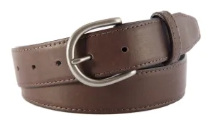 Chocolate Brown Smooth Leather Belt, Soho Buckle (Brushed Silver)