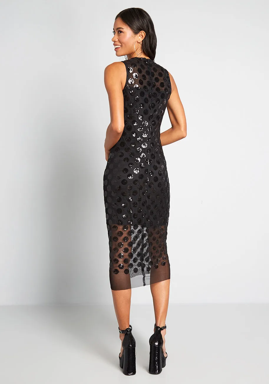 Daring in Dots Sequin Midi Dress