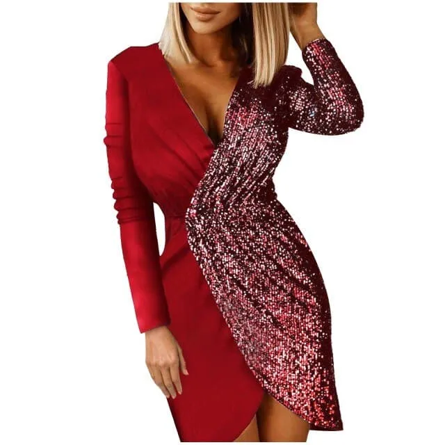 DressBetty - Fashion Sequin Stitching Dress