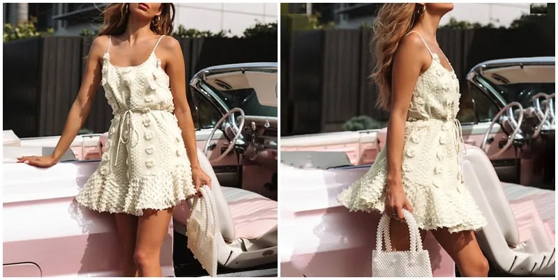 Elegant flower embroidery short dress