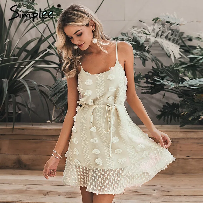 Elegant flower embroidery short dress