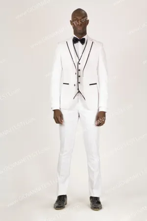 Fabio Fabrinni 2 Button 3 Piece White Slim Fit Suit FF2NAV-1230 WHITE