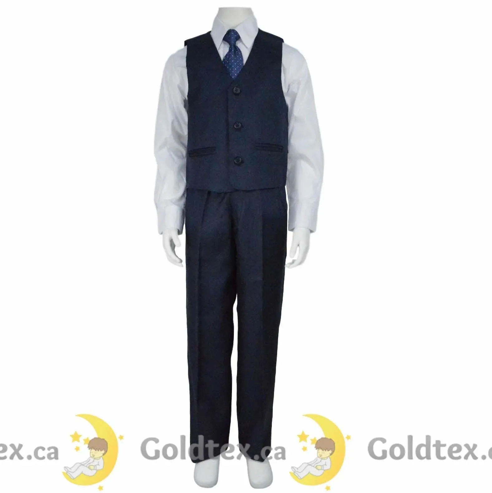 Formal Kids Wear 5 Piece shiny navy boys suit