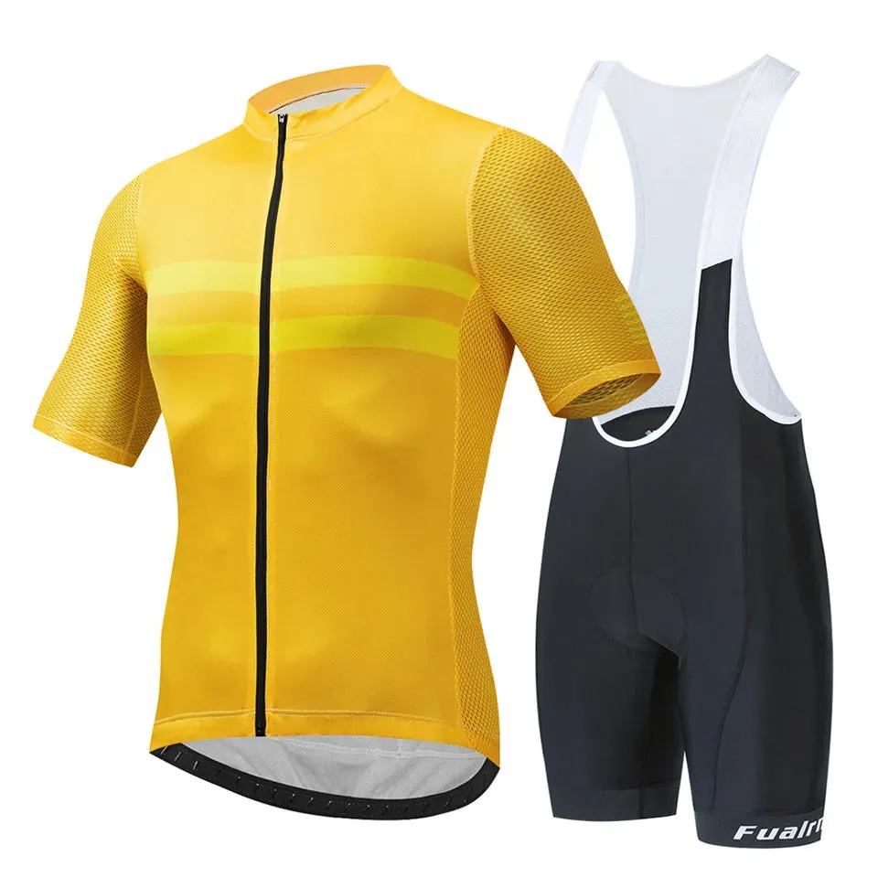 FUALRNY Cycling Jersey Set Men Summer Outdoor Sport Cycling Clothing Quick Dry Bike Clothes Breathable MTB Bicycle Cycling Suit