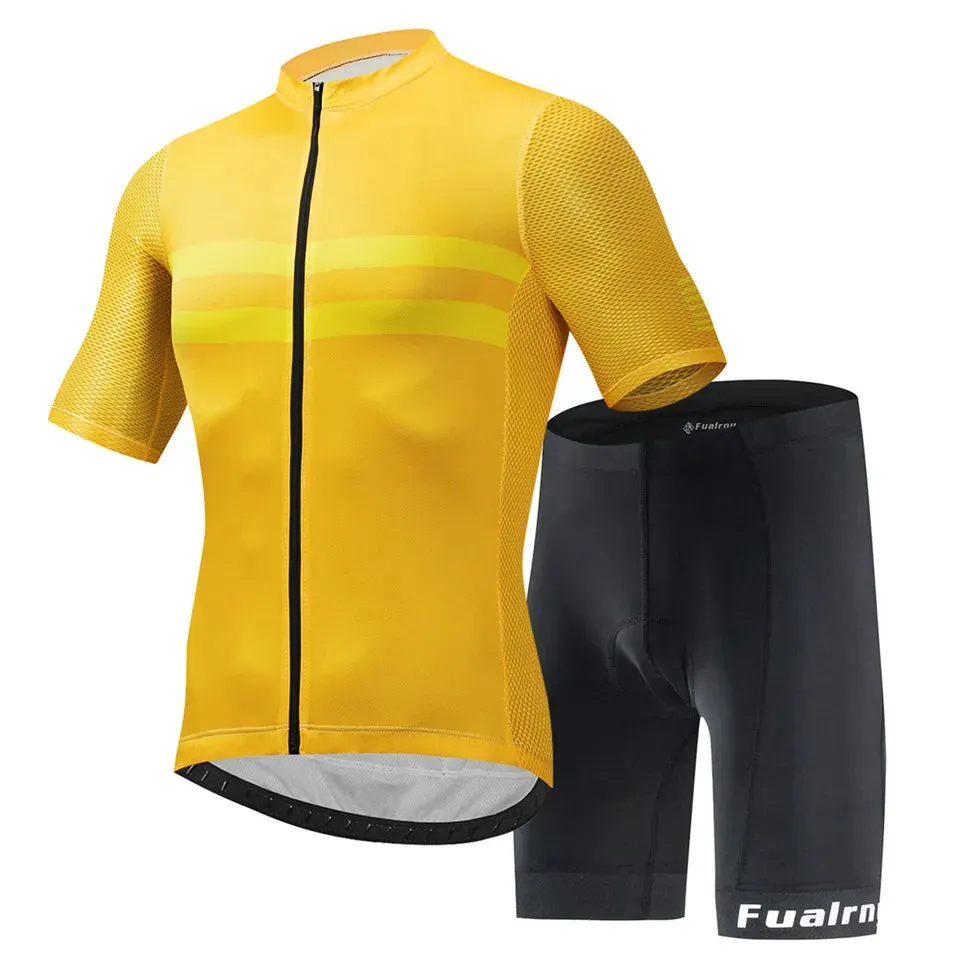 FUALRNY Cycling Jersey Set Men Summer Outdoor Sport Cycling Clothing Quick Dry Bike Clothes Breathable MTB Bicycle Cycling Suit