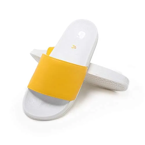 Fur Story Women's Slides for Outdoor Slides Sandals Slippers for Women(White Yellow,11.5)