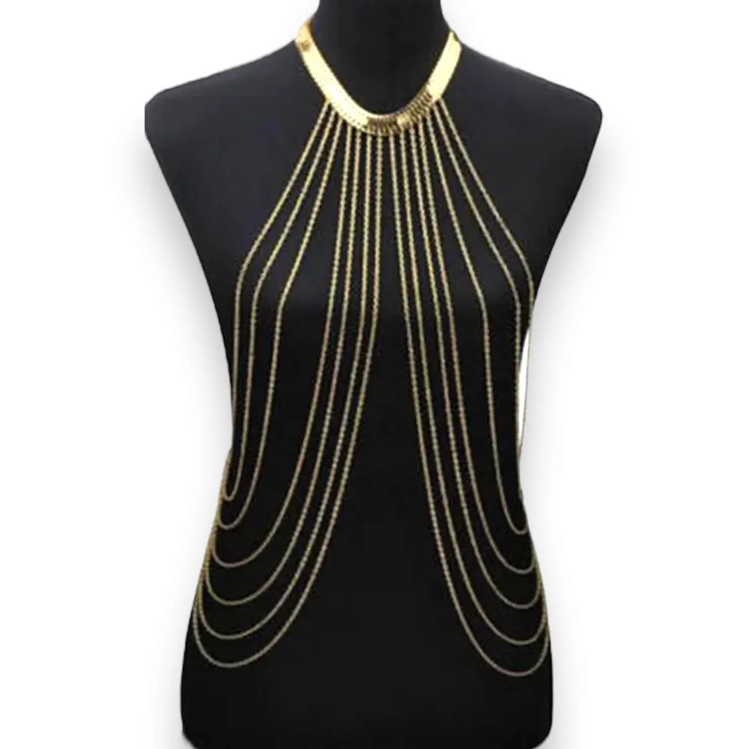 Gold Multi Layered Body Chain Necklace