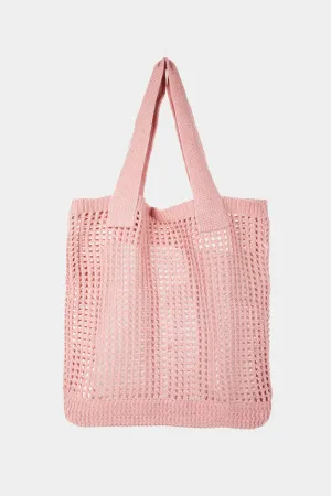 Krista Pointelle Knit Crochet Tote Bag