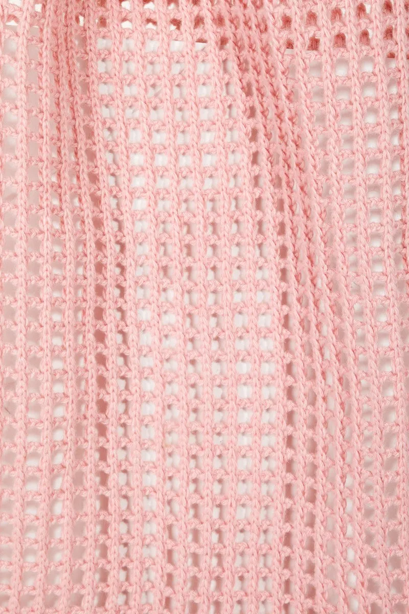 Krista Pointelle Knit Crochet Tote Bag