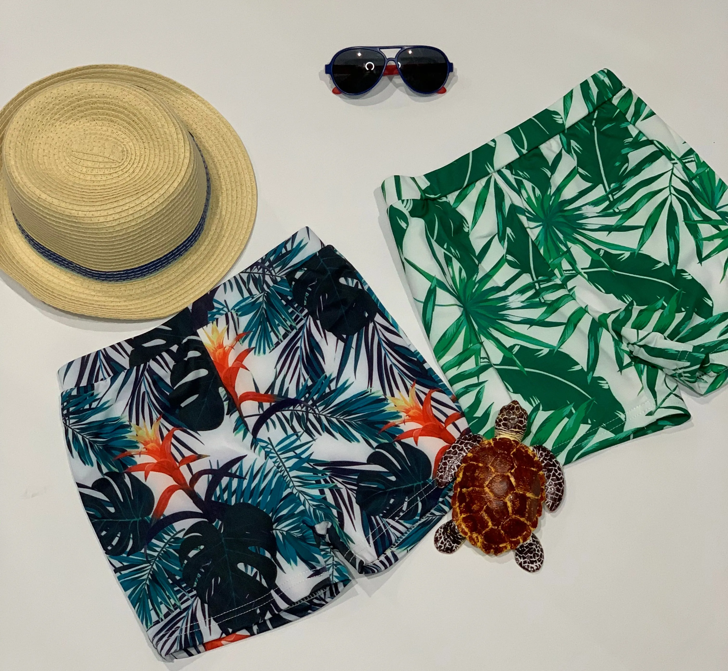 Leaf Print Swim Trunks