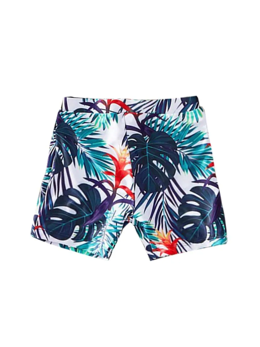 Leaf Print Swim Trunks