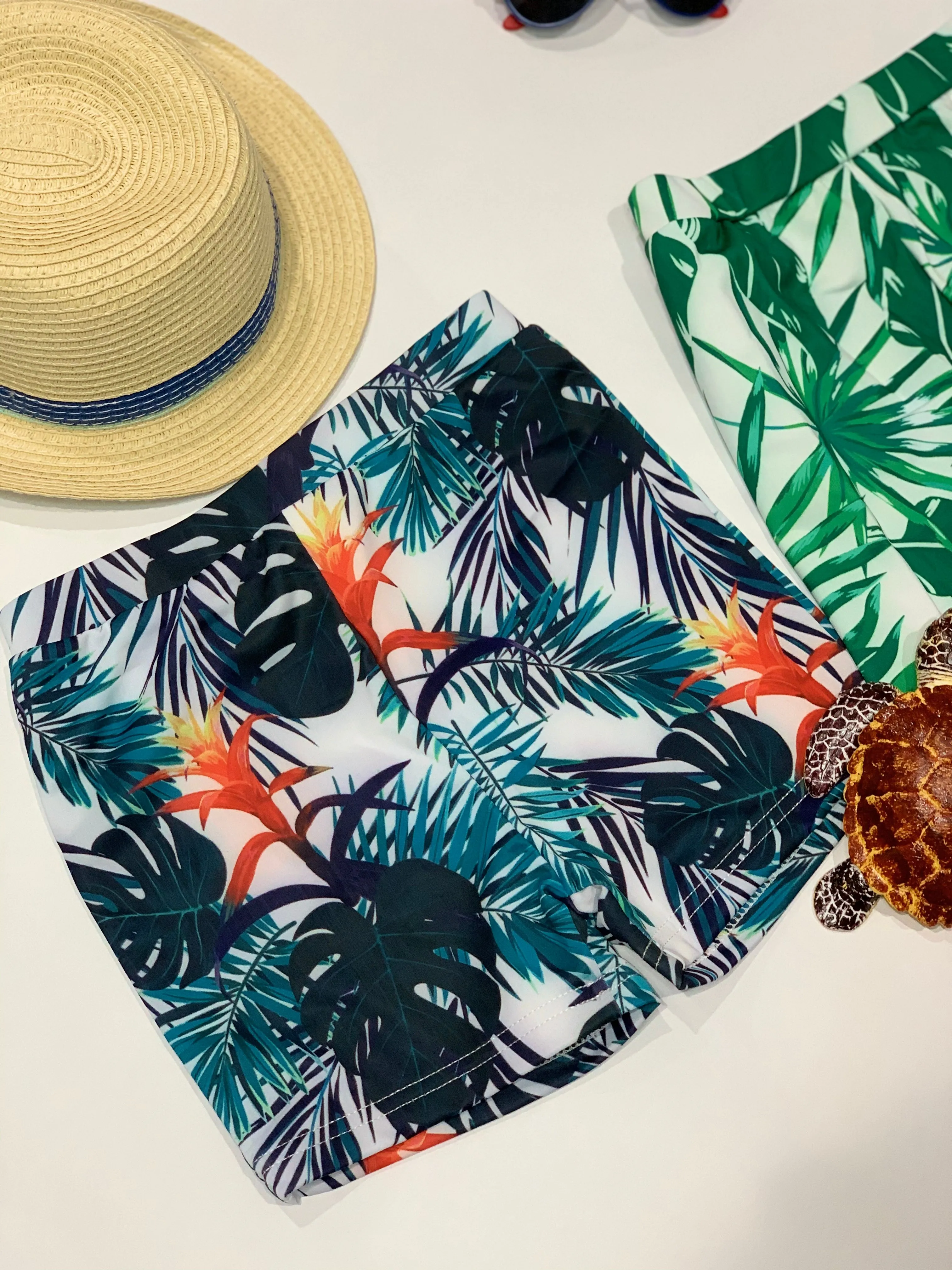 Leaf Print Swim Trunks