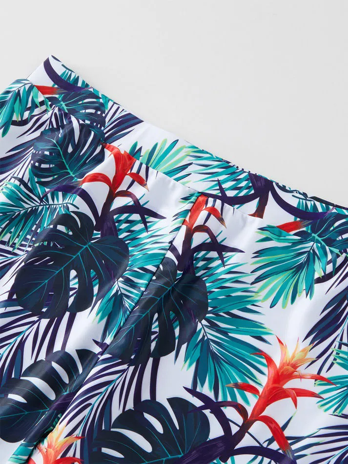 Leaf Print Swim Trunks