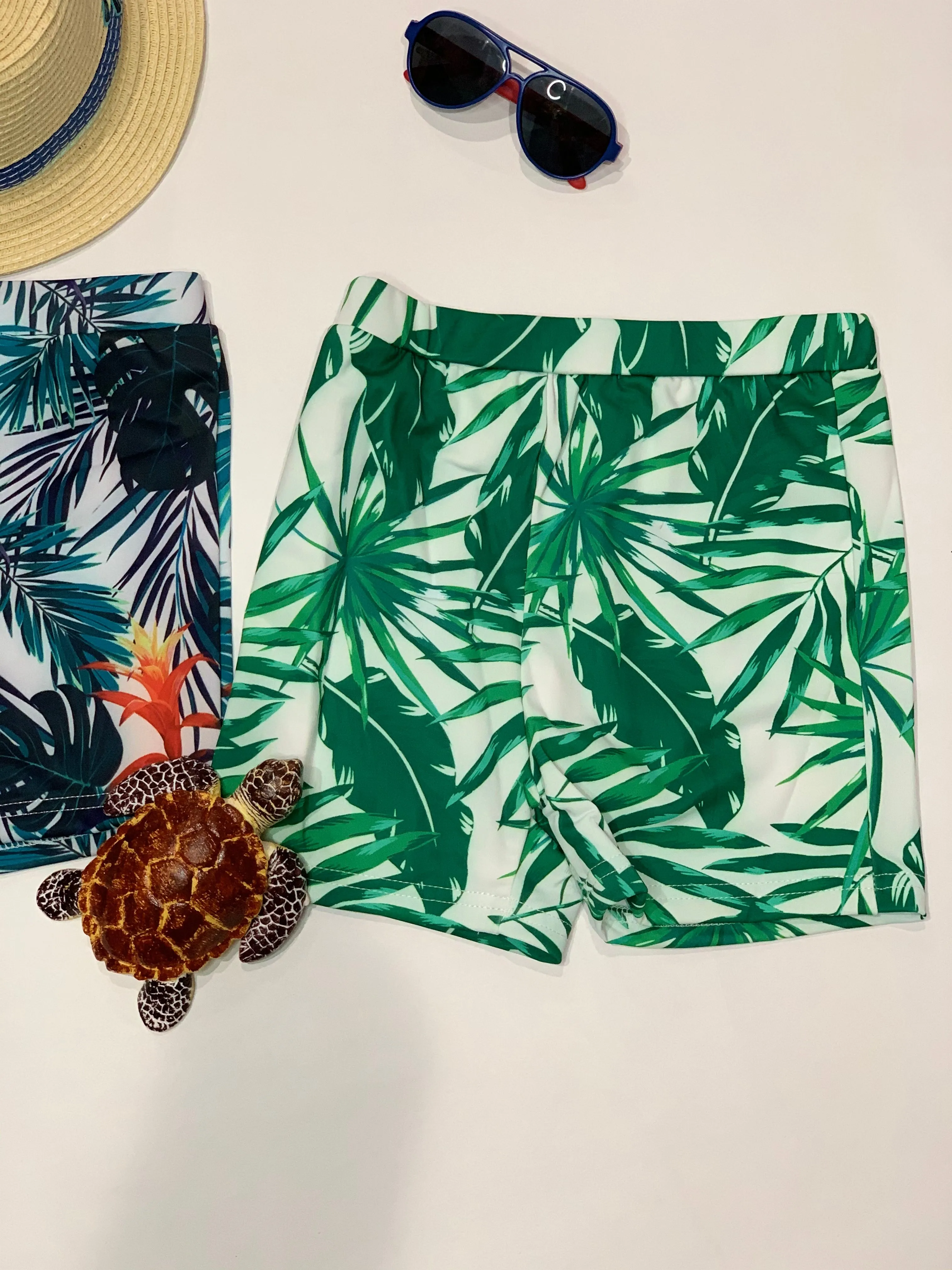 Leaf Print Swim Trunks