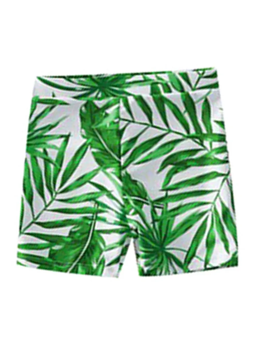 Leaf Print Swim Trunks