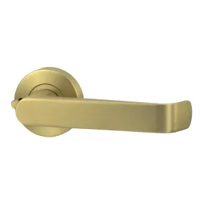 Lockwood Vivid V1 Privacy Lever Door Handle Set Round Rose Satin Brass